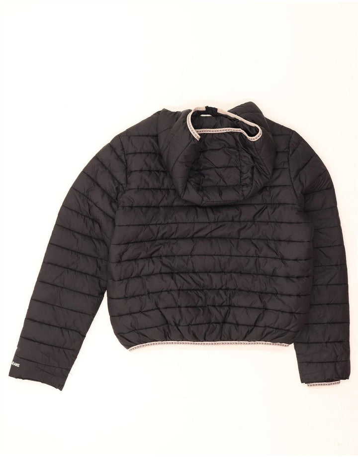 Calvin Klein Jeans Womens Hooded Oversized Padded Jacket UK 10 Small Black