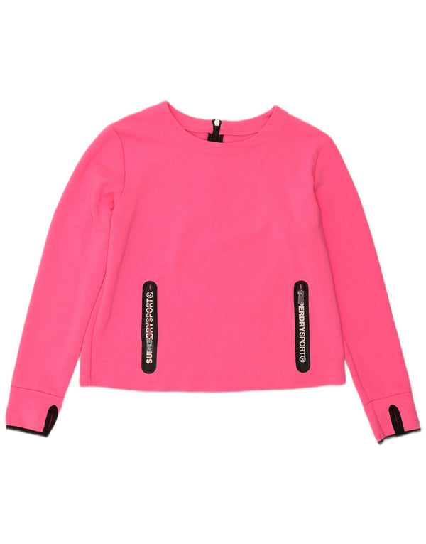 SUPERDRY Womens Sweatshirt Jumper UK 14 Large  Pink Polyester