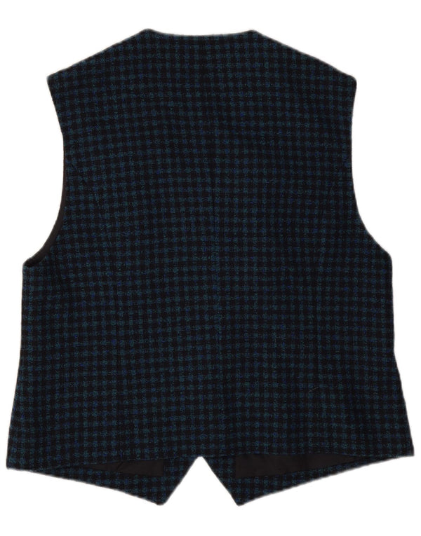 Delmod Womens Waistcoat EU 44 XL Navy Blue Gingham New Wool