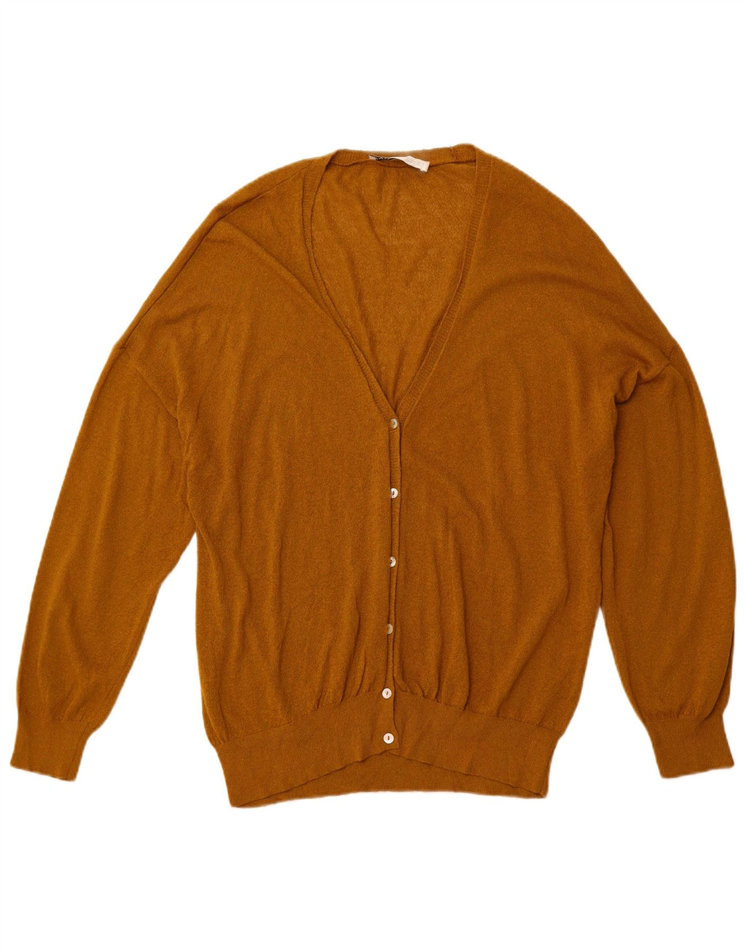 ZARA Womens Oversized Cardigan Sweater UK 10 Small Brown