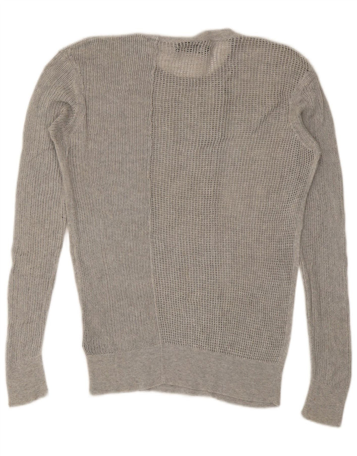 ALL SAINTS Mens See Through Crew Neck Jumper Sweater XS Grey Cotton
