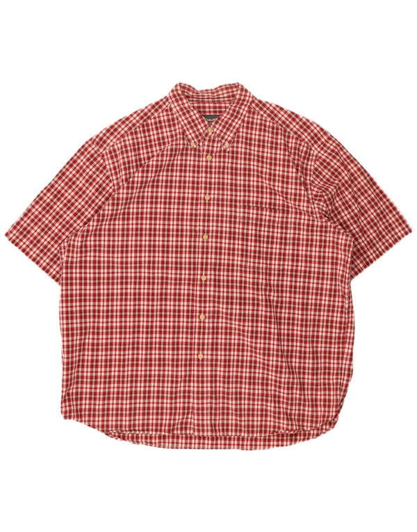 EDDIE BAUER Mens Short Sleeve Shirt XL Red Check Cotton