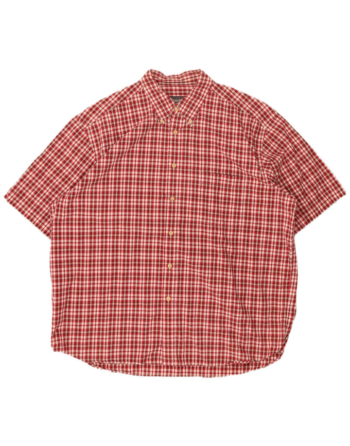 EDDIE BAUER Mens Short Sleeve Shirt XL Red Check Cotton