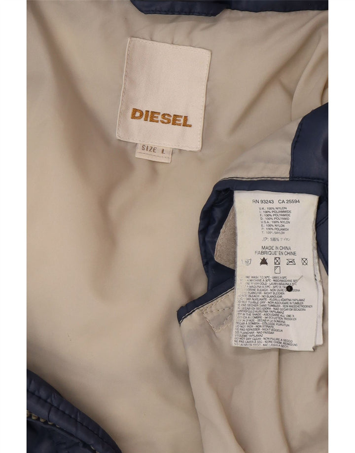 Diesel Mens Padded Jacket UK 40 Large Navy Blue Polyamide