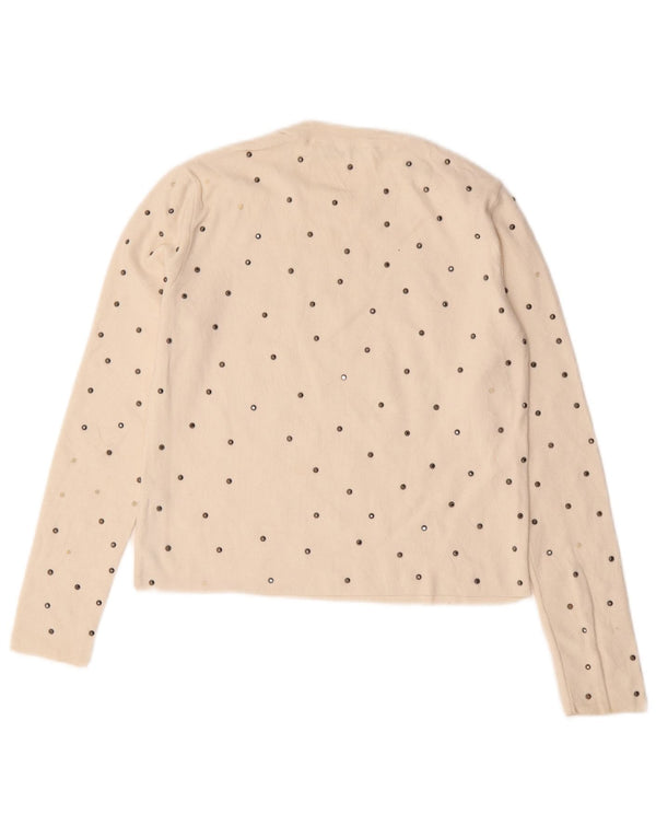 Zara Womens Top Long Sleeve UK 10 Small Off White Flecked Viscose