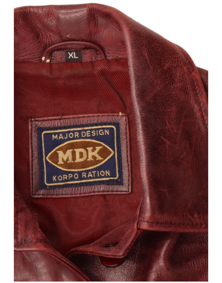 MDK Womens Leather Jacket UK 18 XL Burgundy