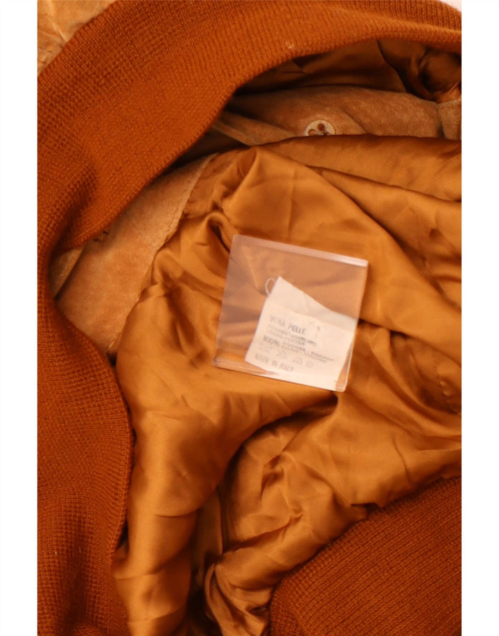 VINTAGE Mens Suede Bomber Jacket UK 42 XL Brown Leather