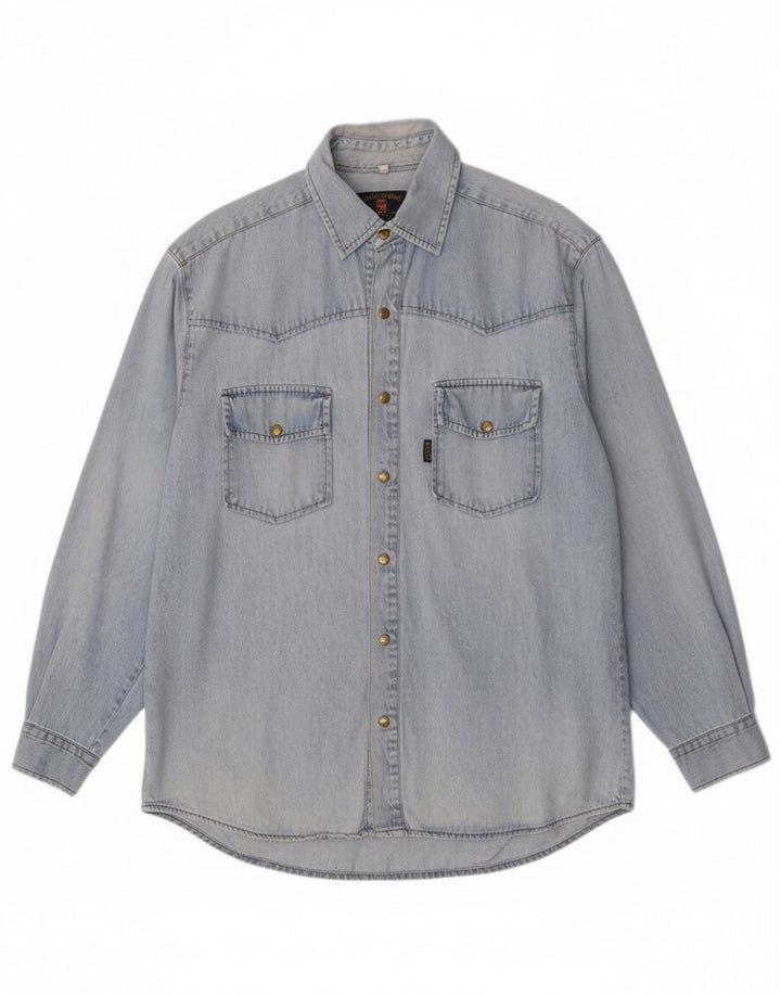 Armata Di Mare Mens Denim Shirt Medium Blue Cotton