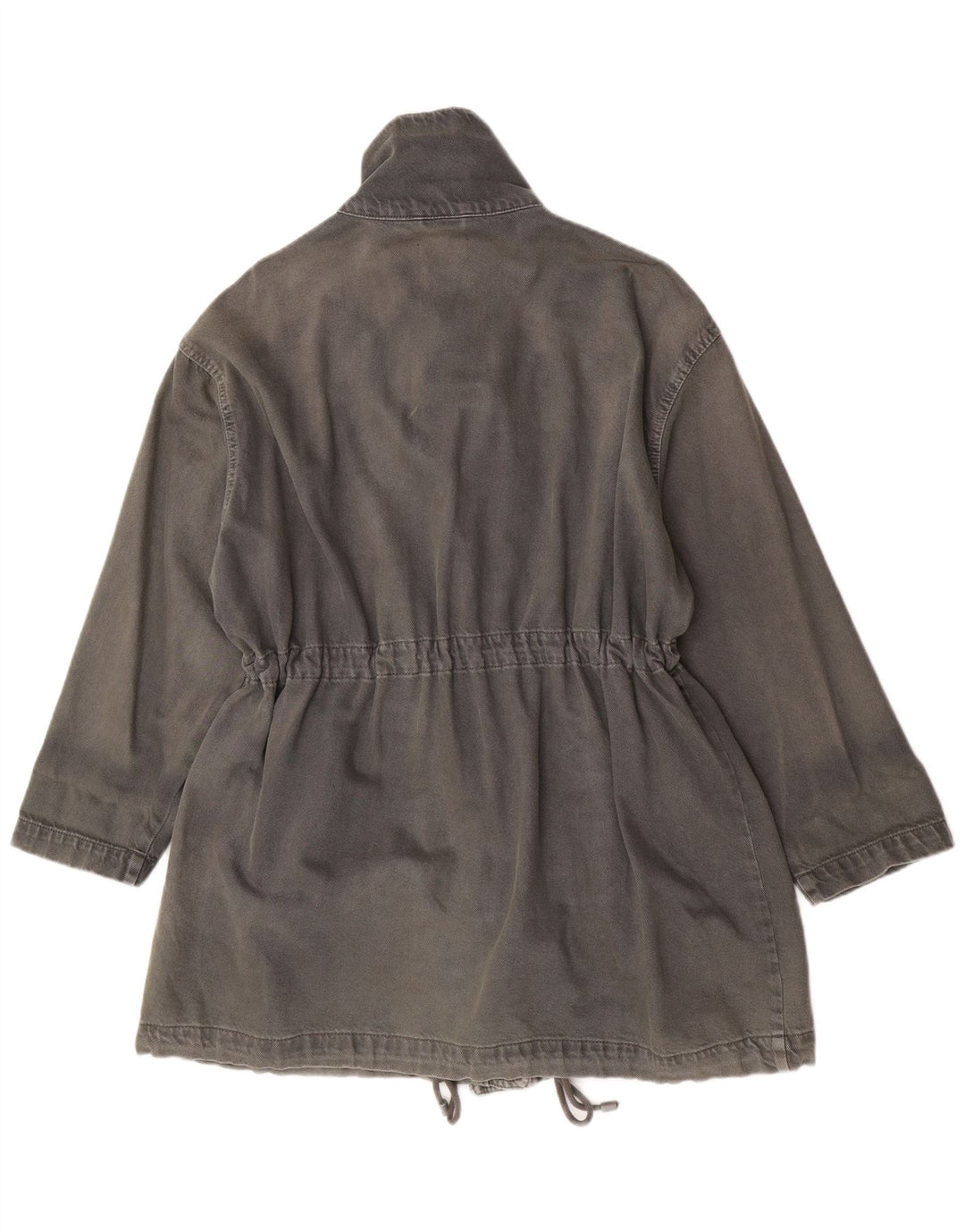 Zara Womens Oversized Denim Coat UK 10 Small Grey Cotton