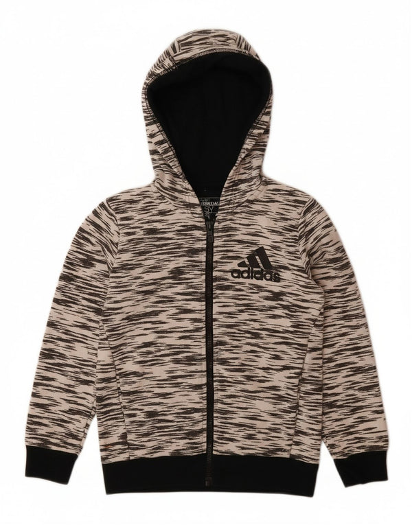 ADIDAS Boys Climalite Zip Hoodie Sweater 7-8 Years Grey Flecked Polyester