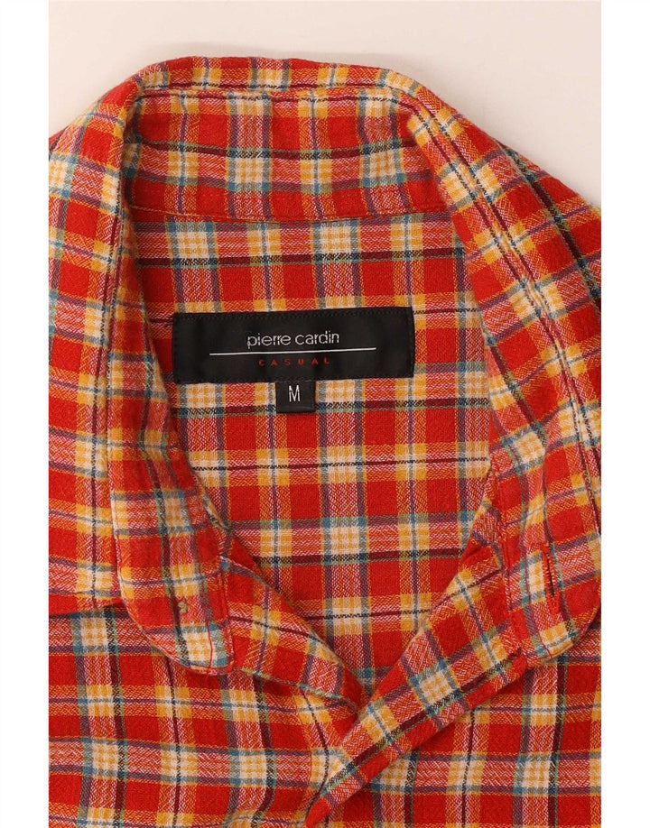 Pierre Cardin Mens Flannel Shirt Medium Red Plaid