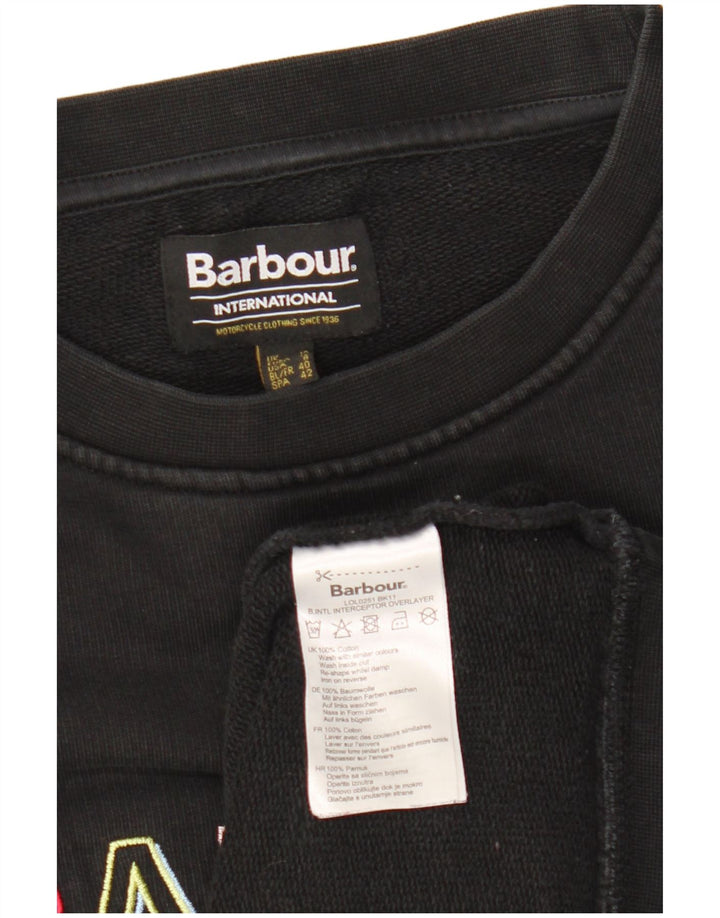 BARBOUR Womens Graphic Sweatshirt Jumper UK 12 Medium Black Cotton