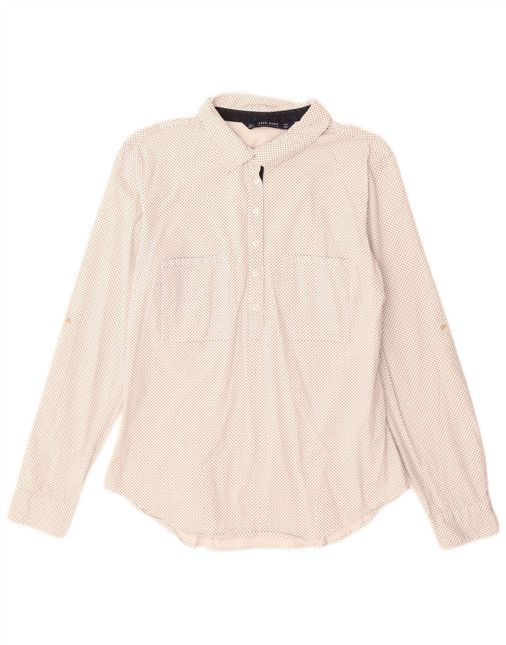 Zara Womens Pullover Shirt UK 14 Large White Spotted