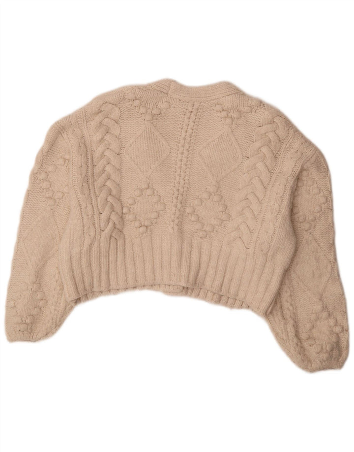 Zara Womens Oversized Jumper Sweater UK 14 Medium Off White Acrylic