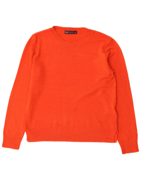 Marks & Spencer Womens Boat Neck Jumper Sweater UK 10 Small Orange Acrylic