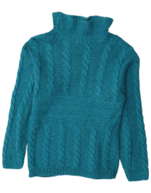 Vintage Womens Turtle Neck Jumper Sweater UK 16 Large Blue
