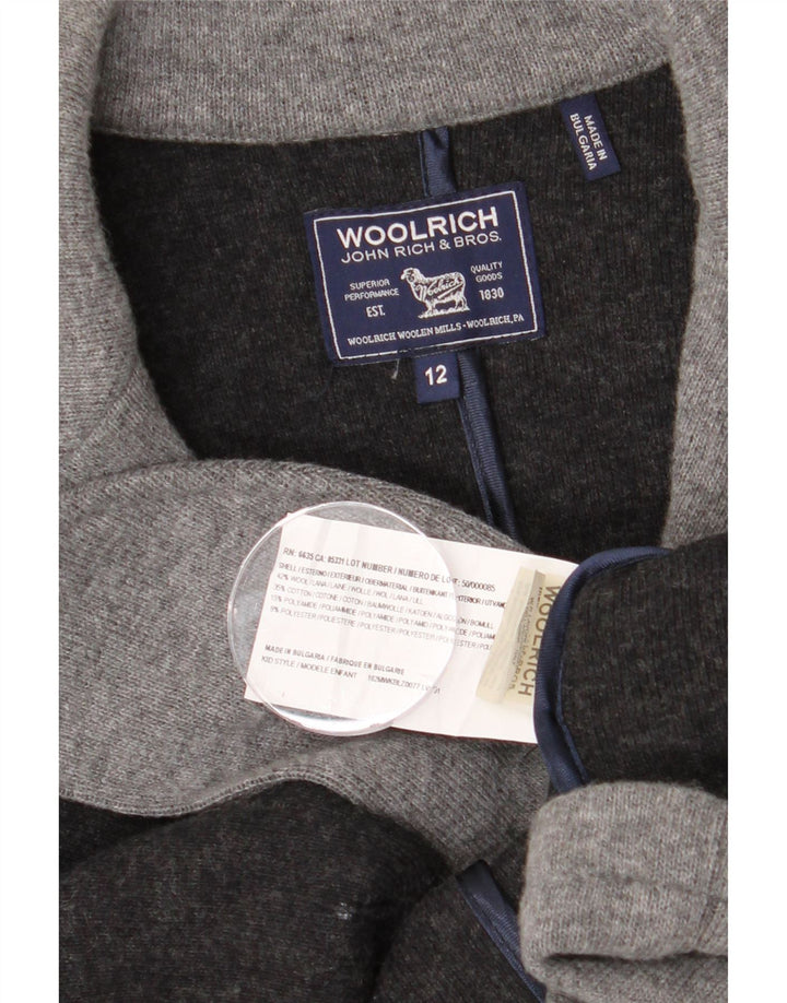 WOOLRICH Womens Cardigan Sweater UK 12 Medium Grey Wool