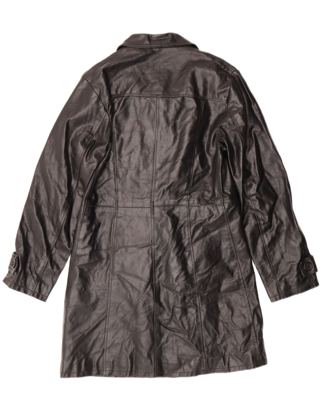 PLEASE Womens Leather Coat UK 14 Medium Black Leather