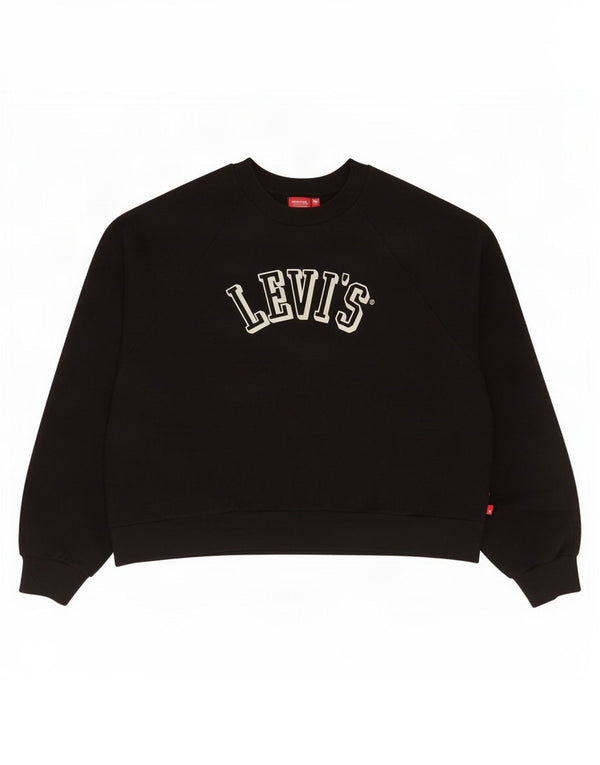Levi's Womens Crop Graphic Sweatshirt Jumper UK 16 Large Black Cotton
