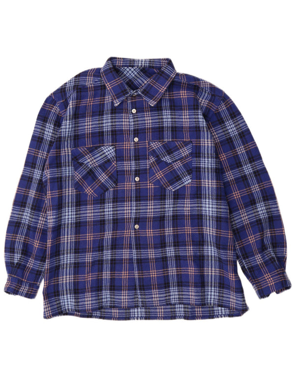Vintage Mens Flannel Shirt XL Blue Check