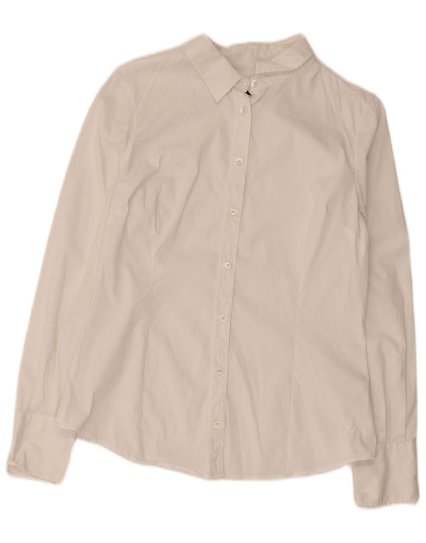Trussardi Jeans Womens Shirt IT 44 Medium White Cotton
