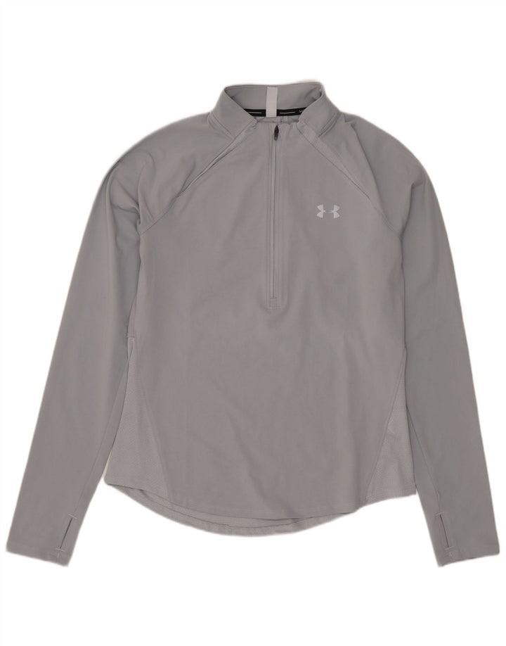 UNDER ARMOUR Womens Heat Gear Pullover Tracksuit Top UK 10 Small Grey