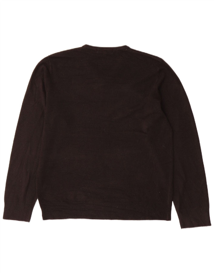 Marks & Spencer Mens V-Neck Jumper Sweater Large Black Acrylic