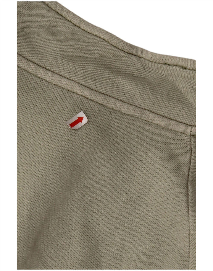 REEBOK Mens Zip Neck Sweatshirt Jumper Large Khaki Cotton