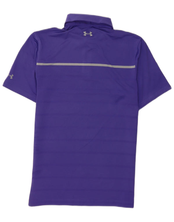 Under Armour Mens Polo Shirt Small Purple Striped Polyester