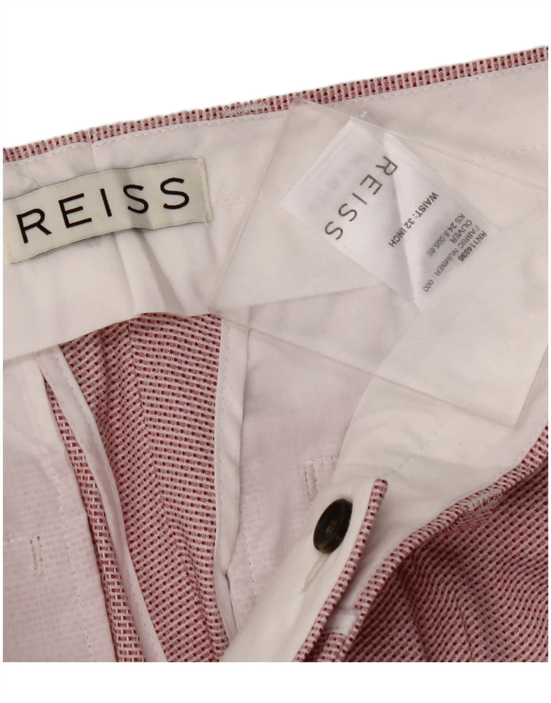 REISS Mens Chino Shorts W32 Medium Red Pinstripe Cotton
