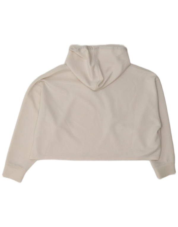 Dkny Womens Crop Oversized Hoodie Jumper UK 16 Large White Polyester