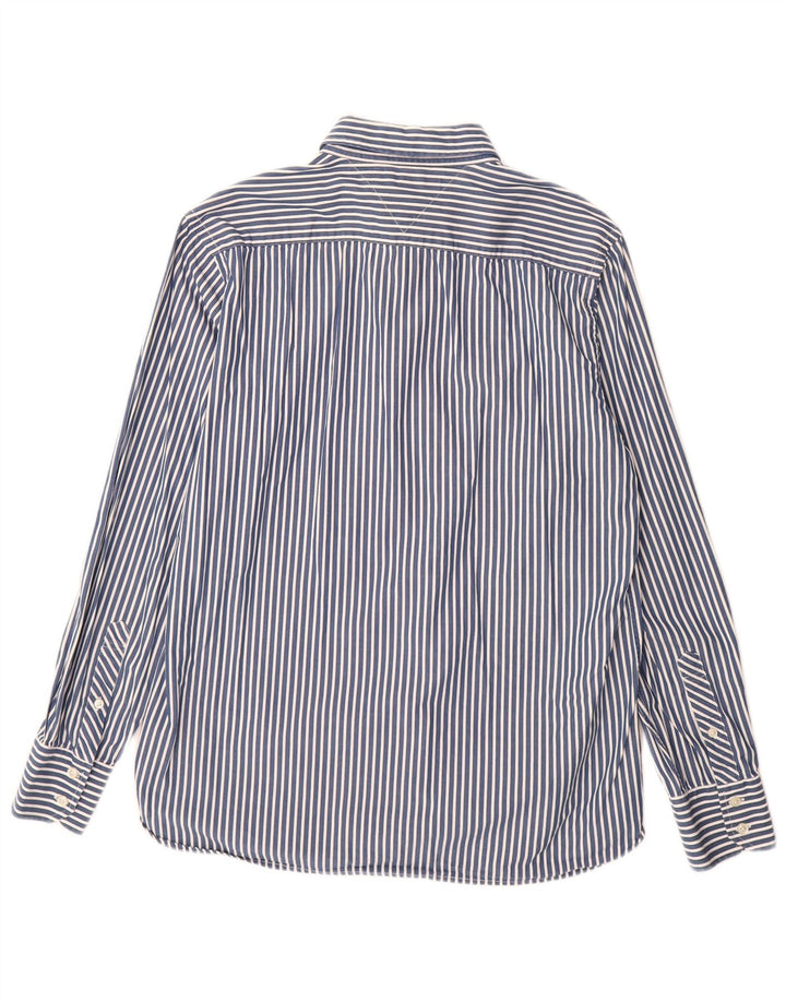 Tommy Hilfiger Mens Shirt Medium Blue Pinstripe Cotton