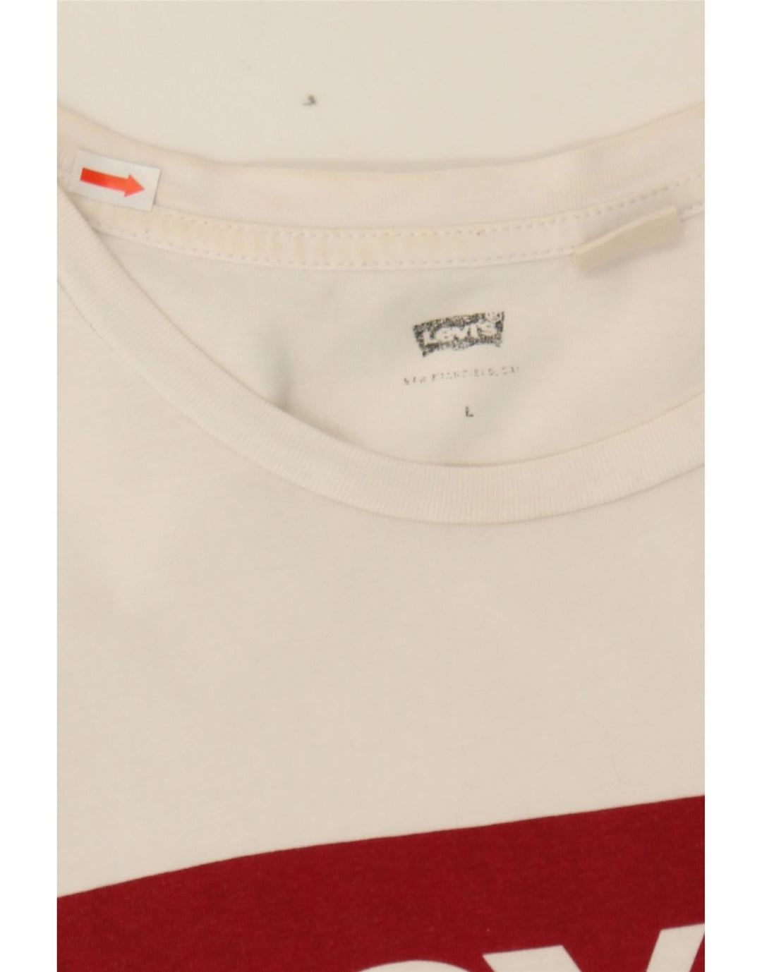 LEVI'S Mens Graphic T-Shirt Top Large White Cotton Vintage Levi's and Second-Hand Levi's from Messina Hembry 