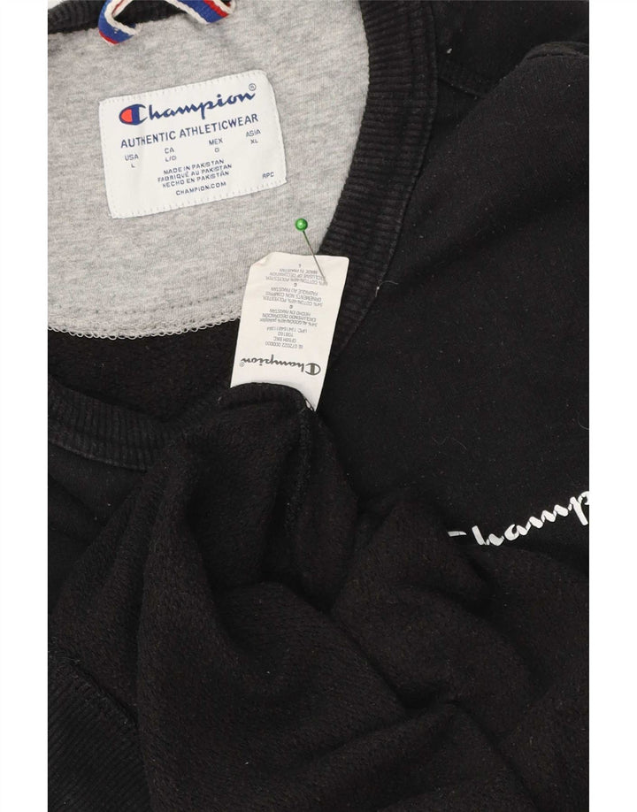 Champion Mens Sweatshirt Jumper Large Black Cotton