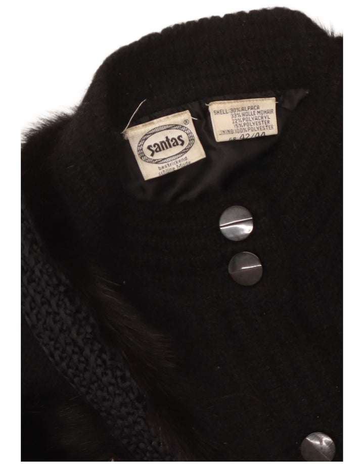 VINTAGE Womens Abstract Pattern Cardigan Sweater EU 42/44 Large Black