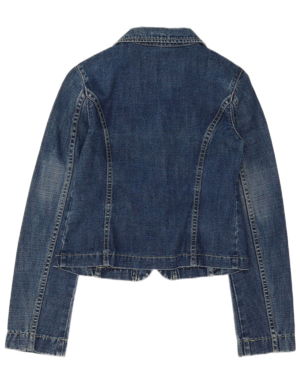 Benetton Girls 2 Button Denim Blazer Jacket 11-12 Years XL Blue Cotton
