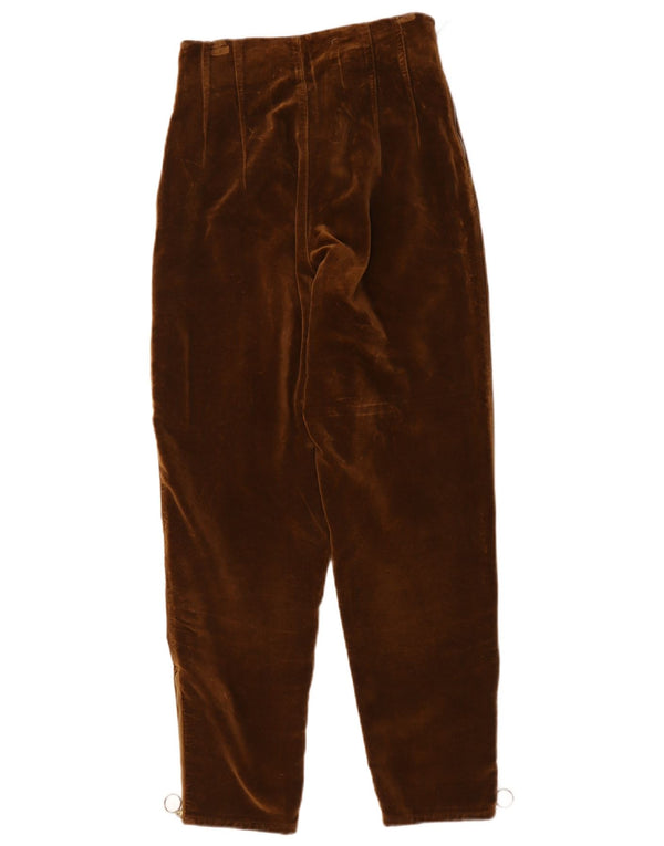 Vintage Womens High Waist Tapered Casual Trousers IT 40 Small W26 L26 Brown