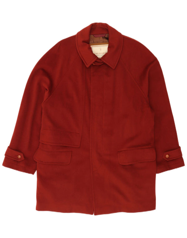Trussardi Mens Overcoat IT 48 Medium Maroon Virgin Wool