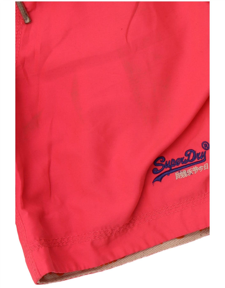 SUPERDRY Mens Graphic Swimming Shorts Small Pink Polyester
