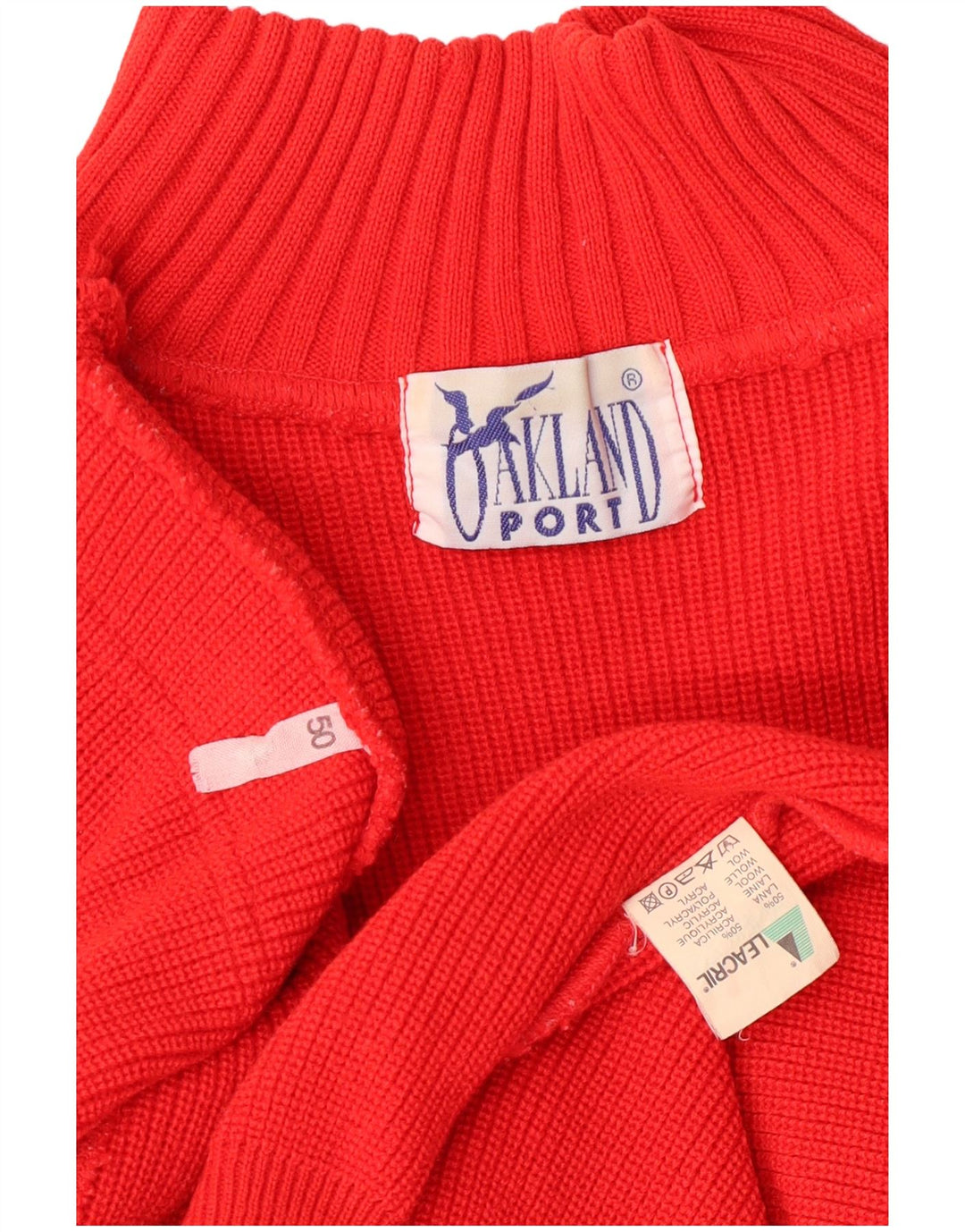 Vintage Mens Turtle Neck Jumper Sweater IT 50 Medium Red Wool