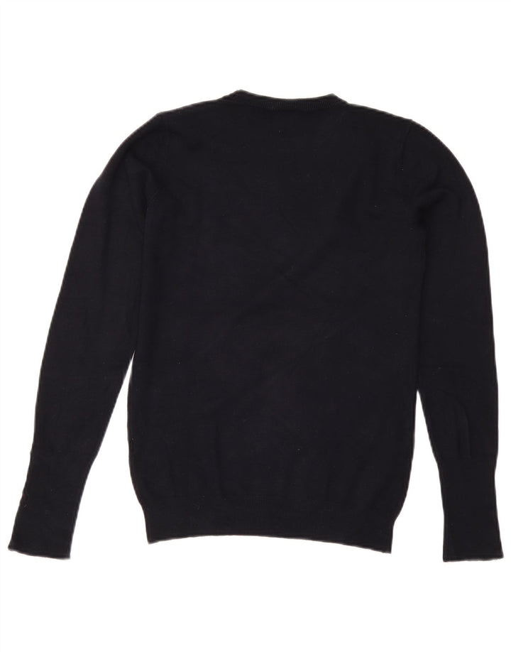 Zara Womens Crew Neck Jumper Sweater UK 12 Medium Navy Blue