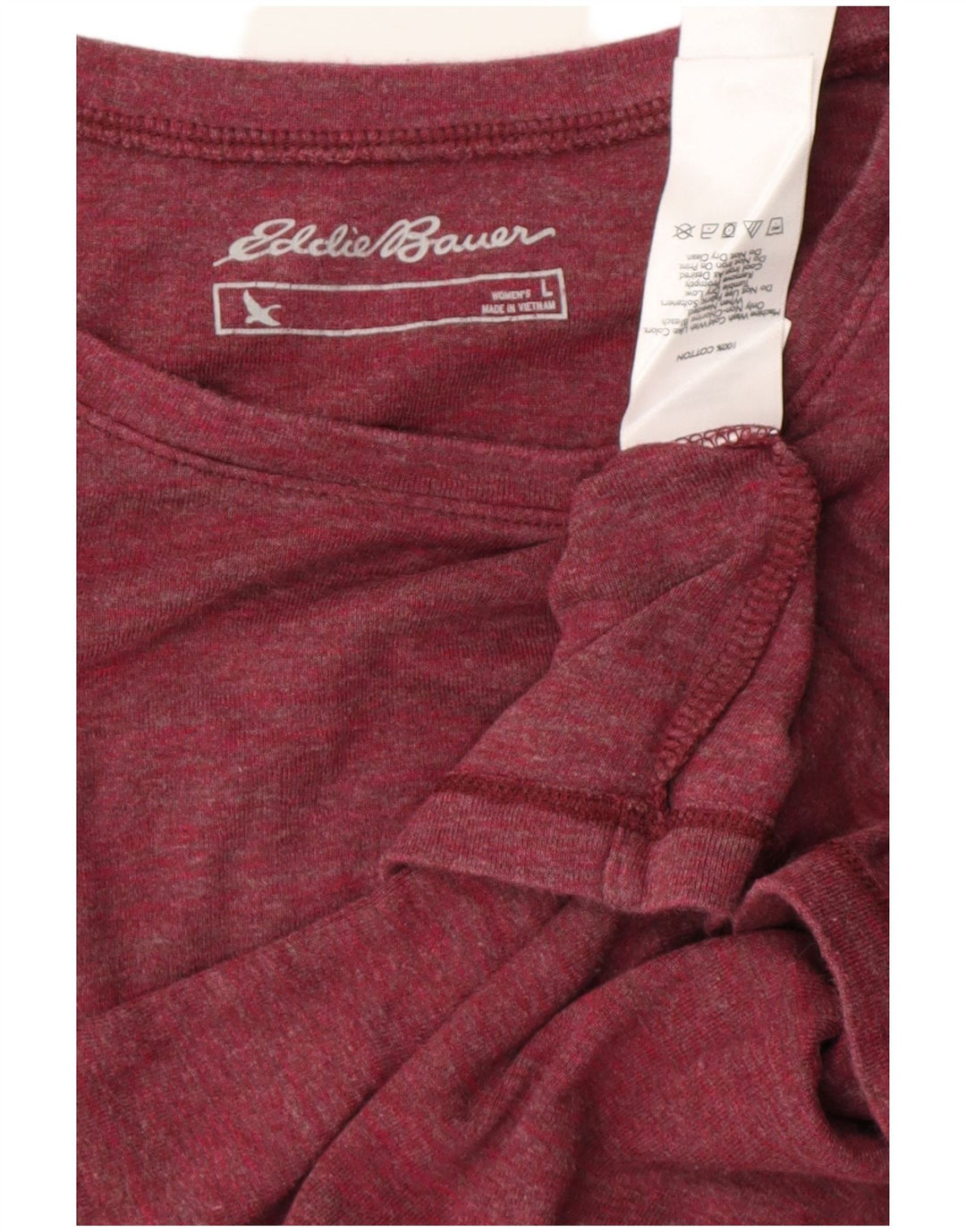 Eddie Bauer Womens Top Long Sleeve UK 14 Large Burgundy Cotton