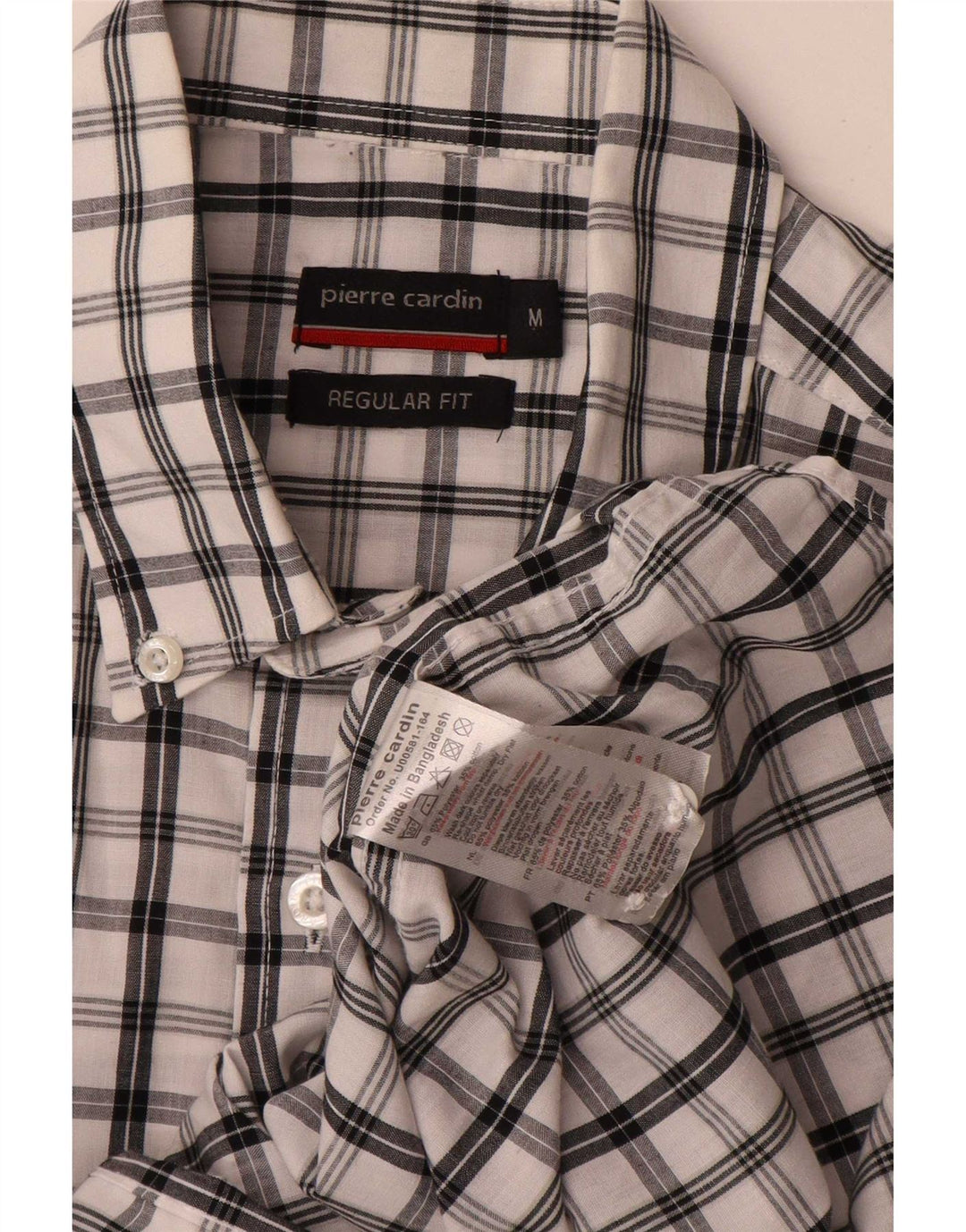 Pierre Cardin Mens Short Sleeve Regular Fit Shirt Medium White Check