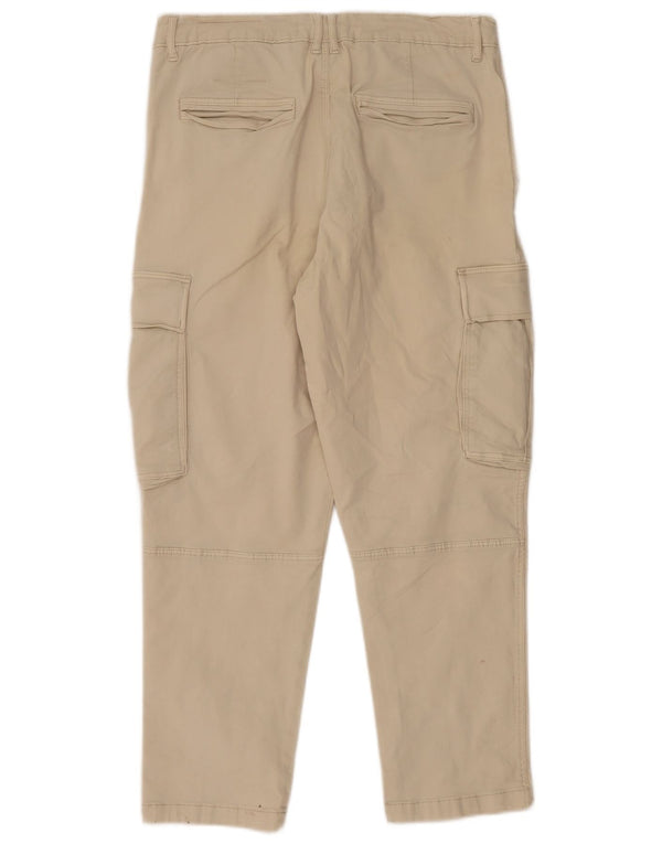 ZARA Mens Straight Cargo Trousers EU 40 Medium W31 L27 Beige Cotton