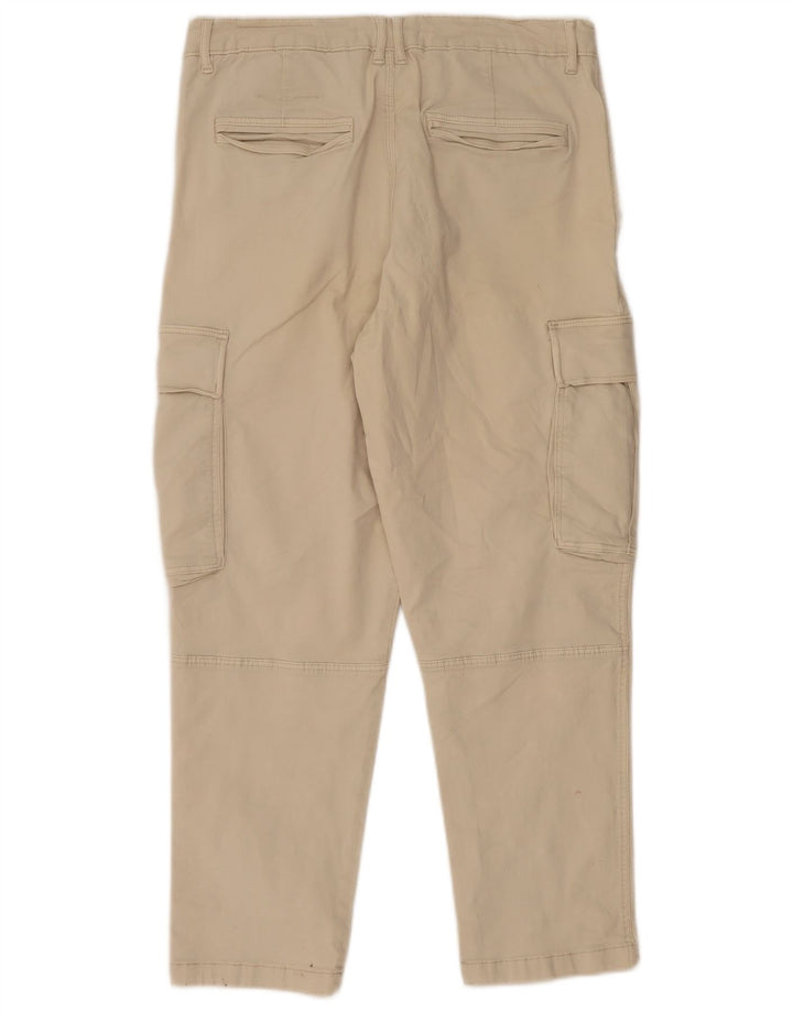 ZARA Mens Straight Cargo Trousers EU 40 Medium W31 L27 Beige Cotton