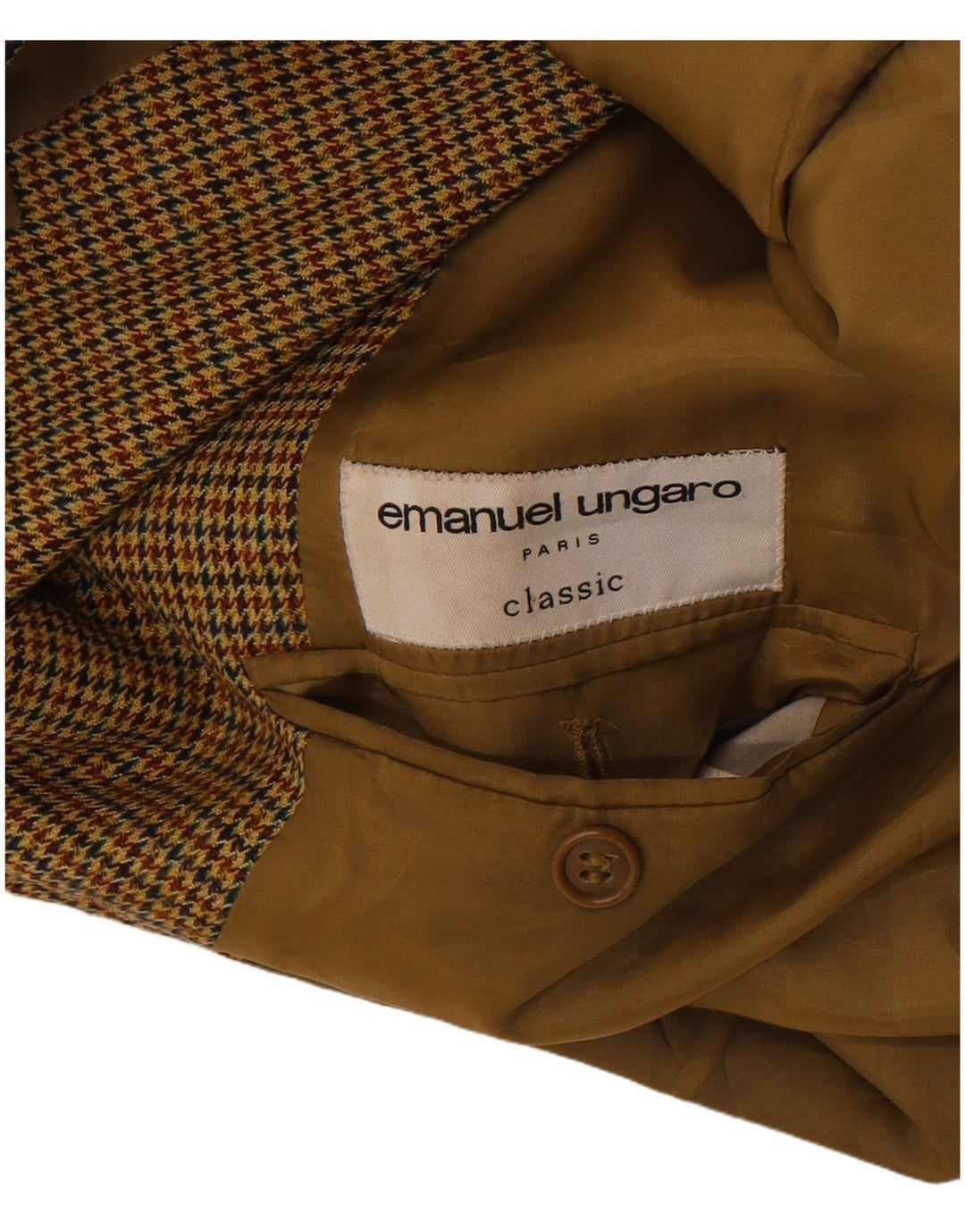 Emanuel Ungaro Mens 3 Button Blazer Jacket UK 38 Medium Brown Houndstooth