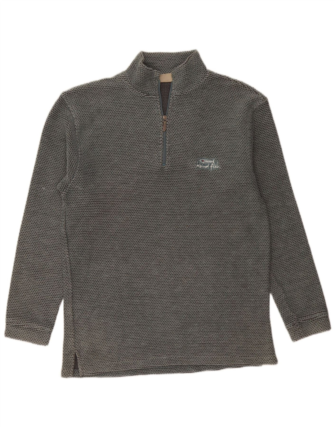Weird Fish Mens Zip Neck Sweatshirt Jumper Medium Green Cotton