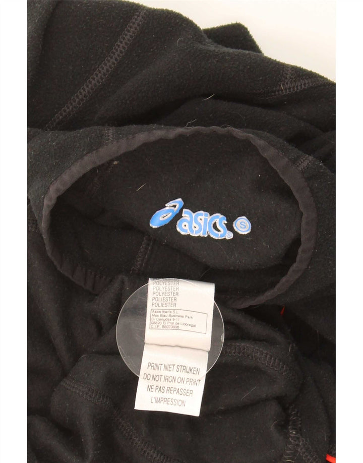 Asics Mens Zip Neck Fleece Jumper Small Black Polyester