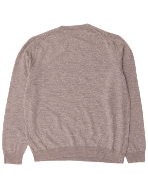 Marks & Spencer Mens Crew Neck Jumper Sweater Large Grey Merino Wool