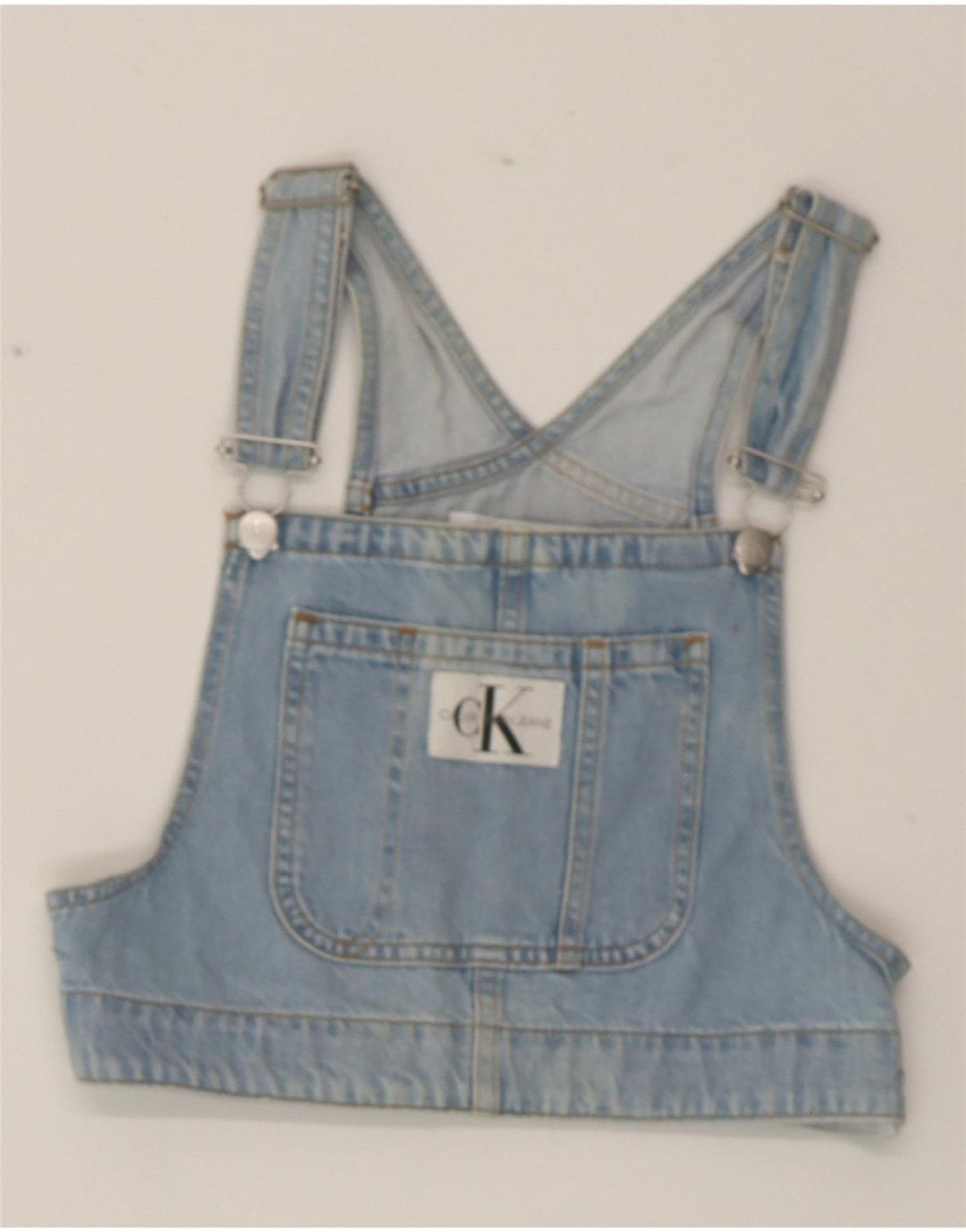 CALVIN KLEIN JEANS Womens Denim Crop Top UK 4 XS Blue Cotton